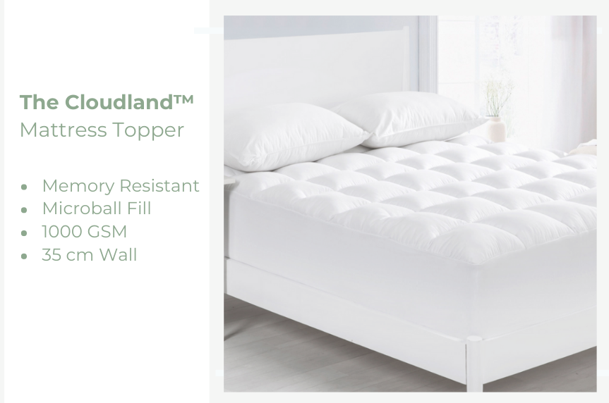 Cloudland™ 1000GSM Memory Resistant Microball Fill Mattress Topper - Double Size