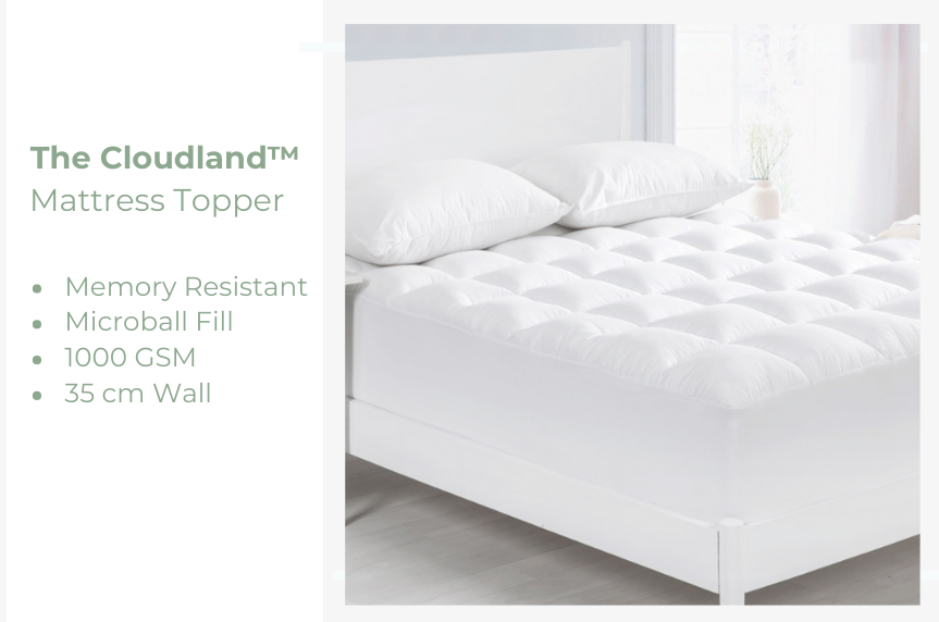 Cloudland™ 1000GSM Memory Resistant Microball Fill Mattress Topper - King Single Size