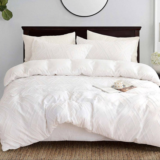 Diamond White Quilt Cover Set