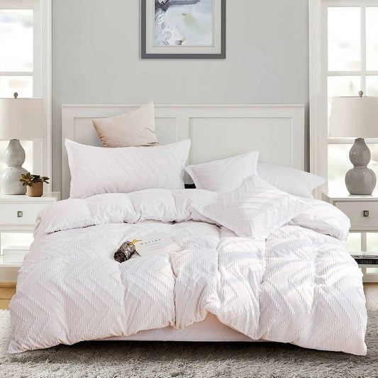 Boho White Wave Quilt Cover Set