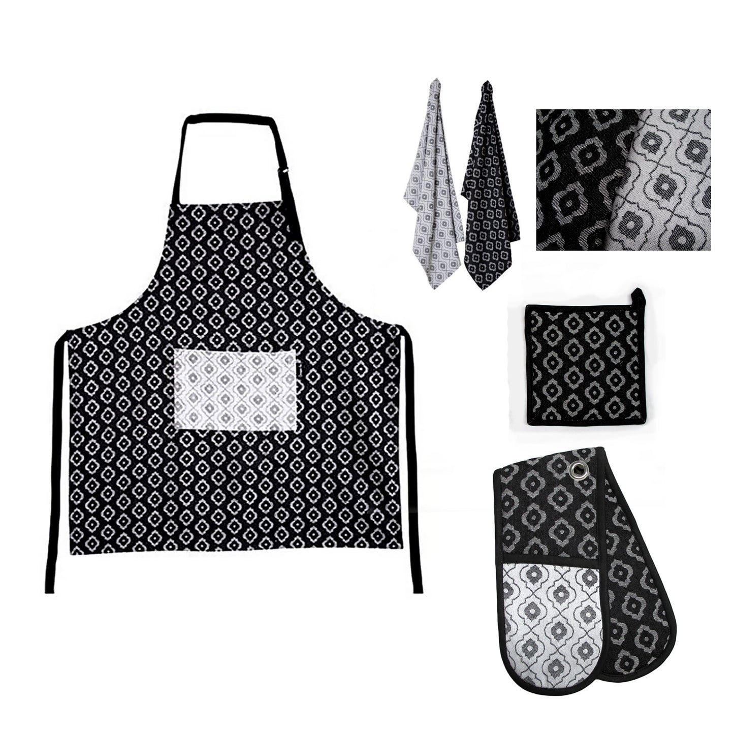 5 Pce Cotton Kitchen Set Alcazar (2 colours)